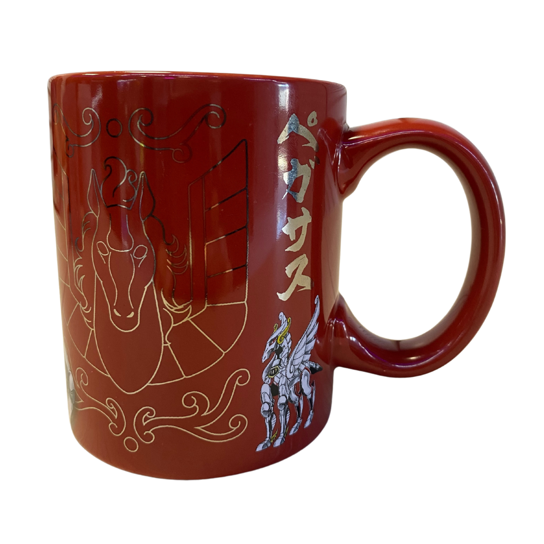 Taza Caballeros del Zodiaco Seiya con detalles metálicos rojo 330ml