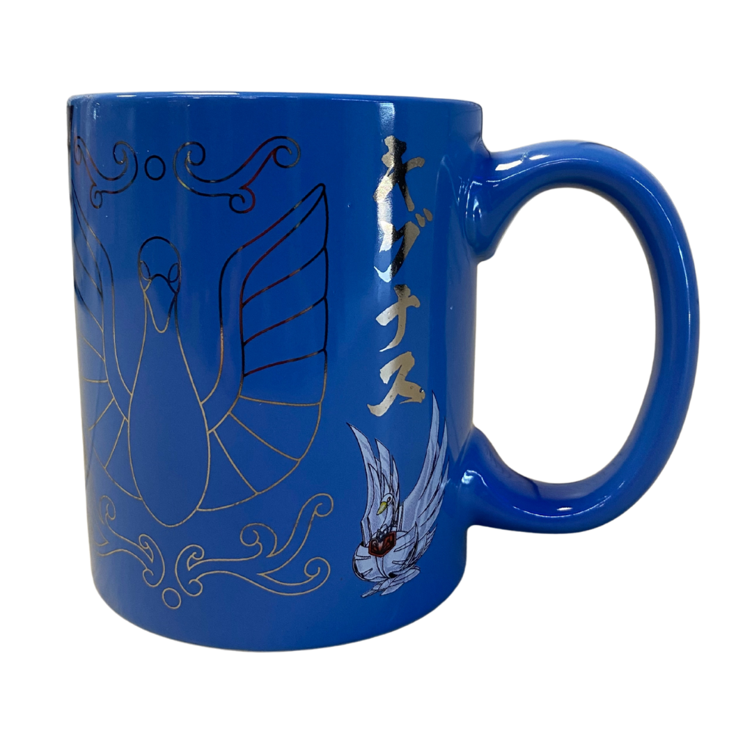 Taza Caballeros del Zodiaco Hyoga de Cisne con detalles metálicos azul 330ml