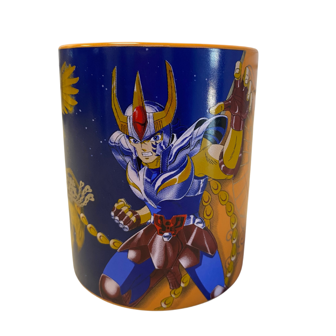 Taza Caballeros del Zodiaco Ikki de Fénix con detalles metálicos naranja 330ml