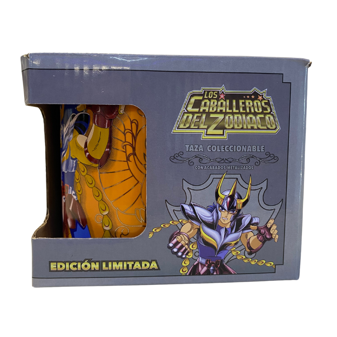 Taza Caballeros del Zodiaco Ikki de Fénix con detalles metálicos naranja 330ml