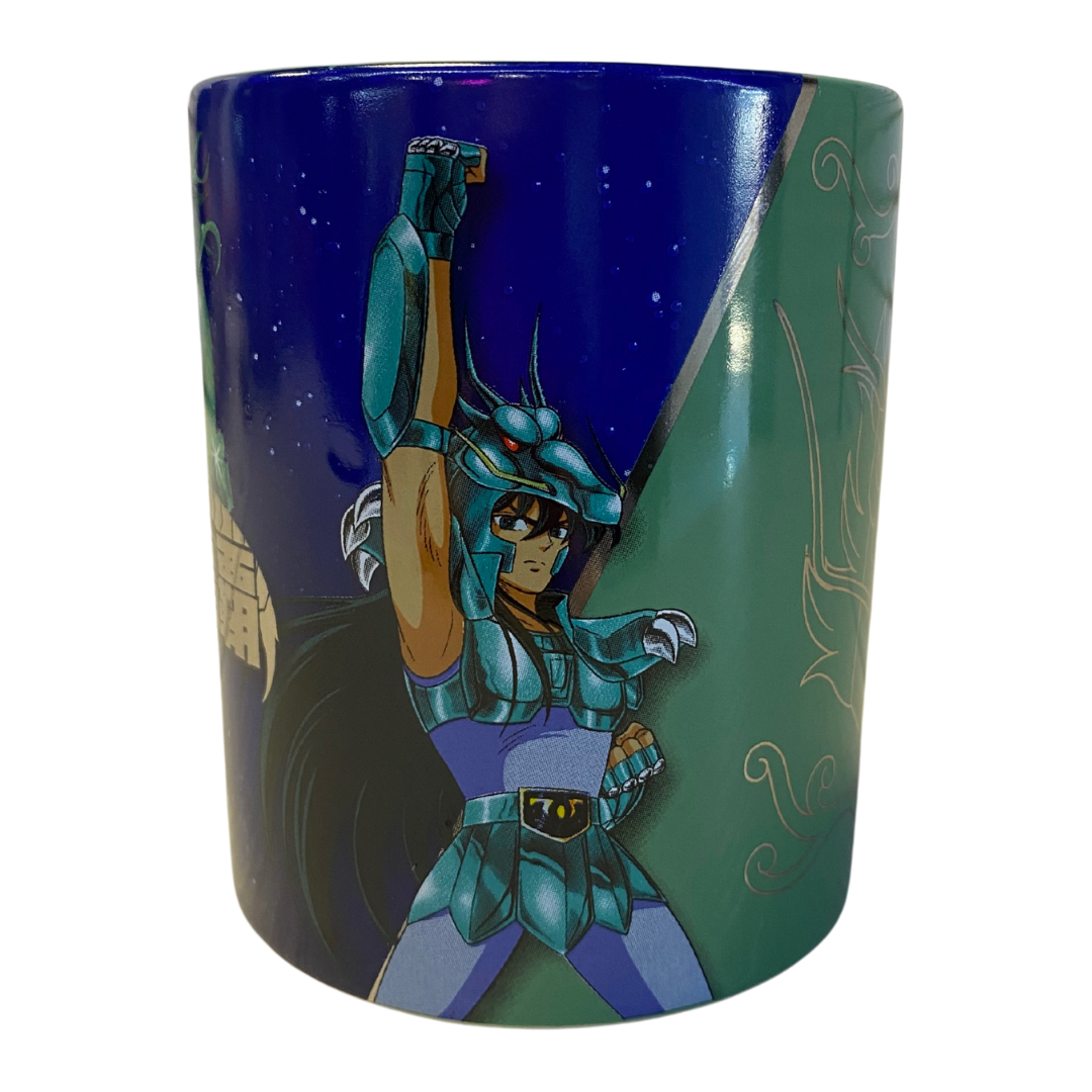 Taza Caballeros del Zodiaco Shiryu de Dragón con detalles metálicos verde 330ml