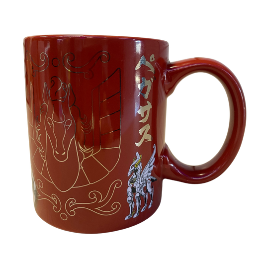 Taza Caballeros del Zodiaco Seiya con detalles metálicos rojo  330ml