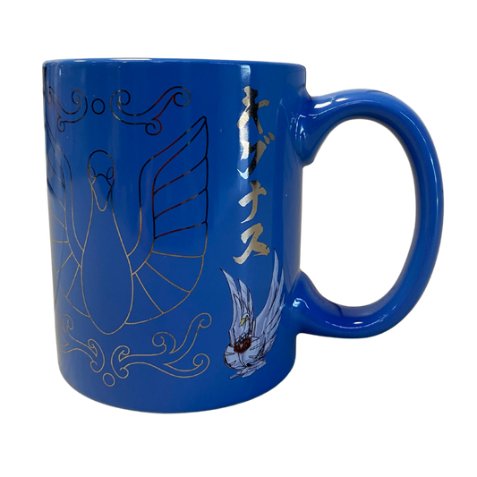 Taza Caballeros del Zodiaco Hyoga de Cisne con detalles metálicos azul 330ml