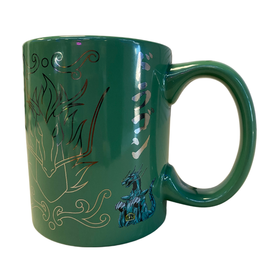Taza Caballeros del Zodiaco Shiryu de Dragón con detalles metálicos verde 330ml